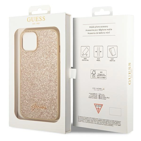 Guess GUHCP14MHGGSHD iPhone 14 Plus 6,7" złoty/gold hard case Glitter Scripteng