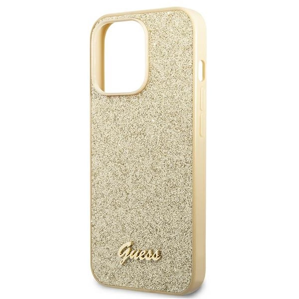 Guess GUHCP14XHGGSHD iPhone 14 Pro Max 6,7" złoty/gold hard case Glitter Scripteng