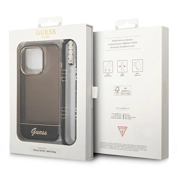 120768_7 Guess GUHCP14LHGCOHK iPhone 14 Pro 6,1" czarny/black hardcase Translucent Pearl Strapeng