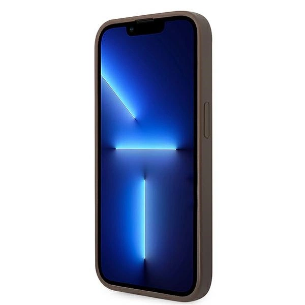 120772_5 Guess GUHCP14XG4GLBR iPhone 14 Pro Max 6,7" brązowy/brown hard case 4G Stripe Collectioneng