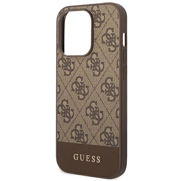 120772_6 Guess GUHCP14XG4GLBR iPhone 14 Pro Max 6,7" brązowy/brown hard case 4G Stripe Collectioneng