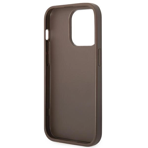 120772_7 Guess GUHCP14XG4GLBR iPhone 14 Pro Max 6,7" brązowy/brown hard case 4G Stripe Collectioneng
