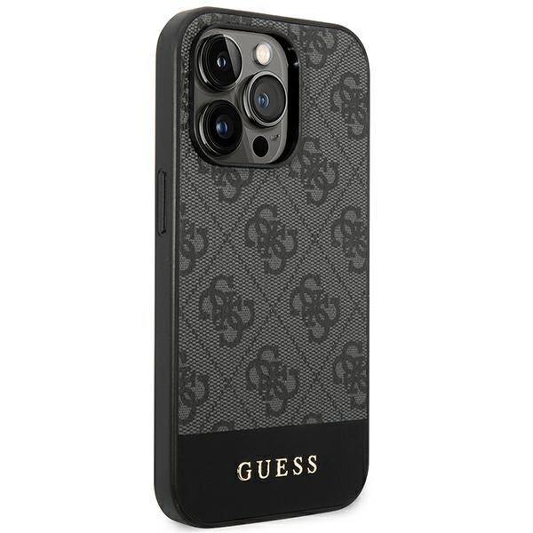 Guess GUHCP14XG4GLGR iPhone 14 Pro Max 6.7" grey/grey hard case 4G Stripe Collectioneng