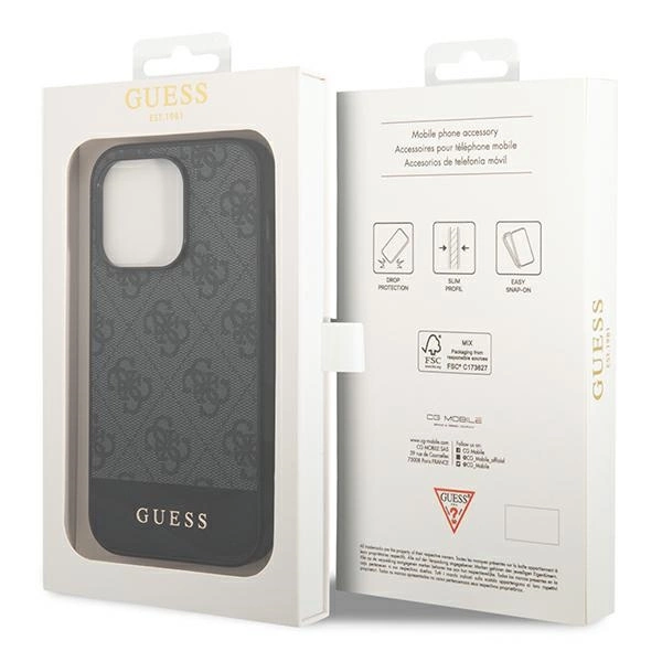 Guess GUHCP14XG4GLGR iPhone 14 Pro Max 6.7" grey/grey hard case 4G Stripe Collectioneng