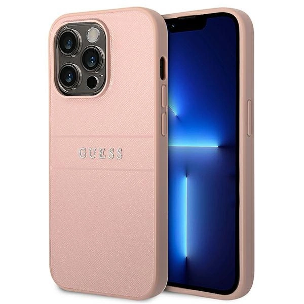 Guess GUHCP14LPSASBPI iPhone 14 Pro 6,1" różowy/pink Saffiano Strapeng