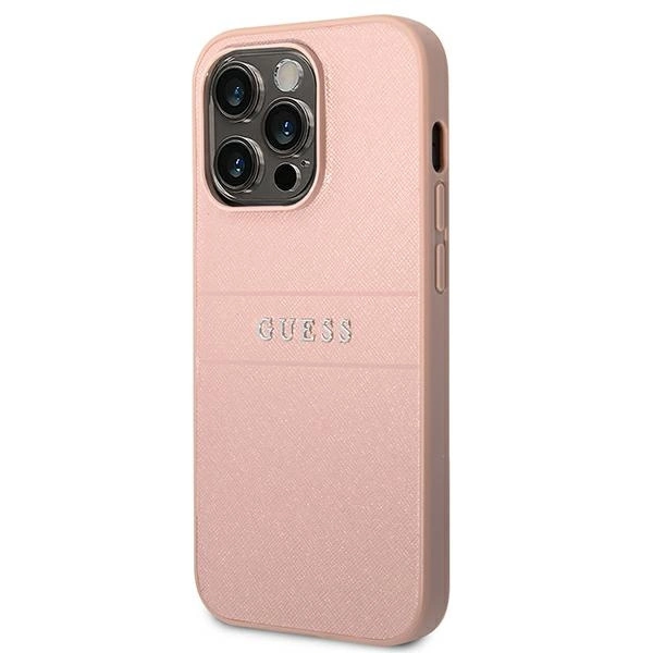 Guess GUHCP14LPSASBPI iPhone 14 Pro 6,1" różowy/pink Saffiano Strapeng
