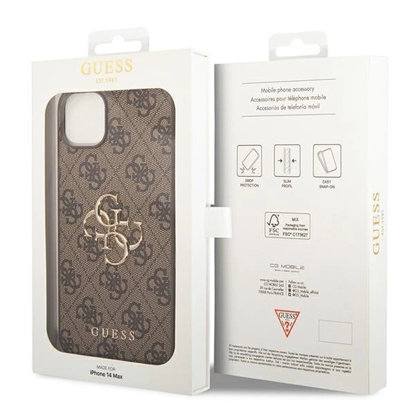 Guess GUHCP14S4GMGBR iPhone 14 6,1" brązowy/brown hardcase 4G Big Metal Logoeng