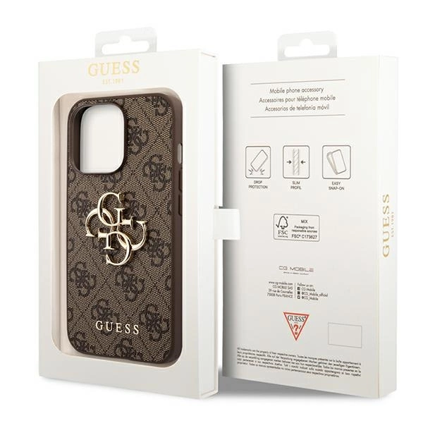 Guess GUHCP14L4GMGBR iPhone 14 Pro 6,1" brązowy/brown hardcase 4G Big Metal Logoeng