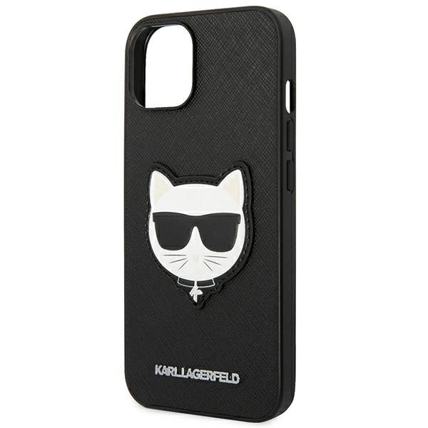 120809_6 Karl Lagerfeld KLHCP14MSAPCHK iPhone 14 Plus 6,7" hardcase czarny/black Saffiano Choupette Head Patcheng