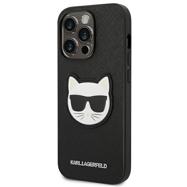 120811_2 Karl Lagerfeld KLHCP14XSAPCHK iPhone 14 Pro Max 6,7" hardcase czarny/black Saffiano Choupette Head Patcheng