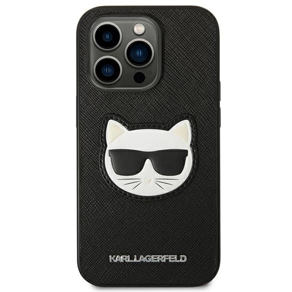 120811_3 Karl Lagerfeld KLHCP14XSAPCHK iPhone 14 Pro Max 6,7" hardcase czarny/black Saffiano Choupette Head Patcheng