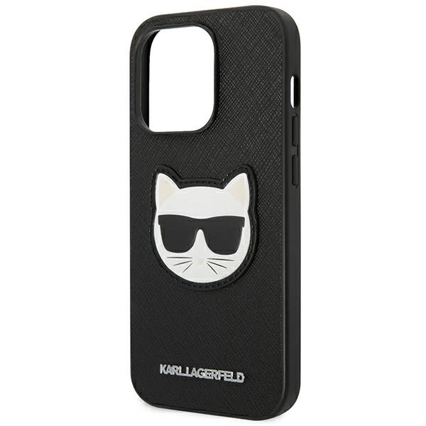 120811_6 Karl Lagerfeld KLHCP14XSAPCHK iPhone 14 Pro Max 6,7" hardcase czarny/black Saffiano Choupette Head Patcheng
