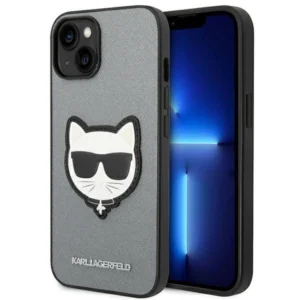 Karl Lagerfeld KLHCP14MSAPCHG iPhone 14 Plus 6,7" hardcase srebrny/silver Saffiano Choupette Head Patcheng