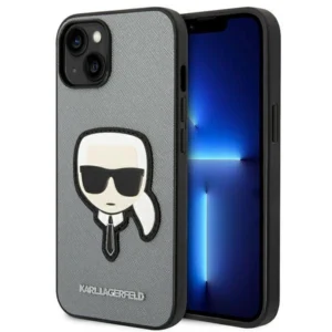 Karl Lagerfeld KLHCP14MSAPKHG iPhone 14 Plus 6,7" srebrny/silver hardcase Saffiano Karl`s Head Patcheng