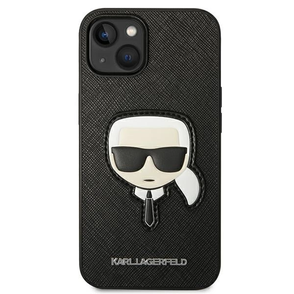 120828_3 Karl Lagerfeld KLHCP14MSAPKHK iPhone 14 Plus 6,7" czarny/black hardcase Saffiano Karl`s Head Patcheng