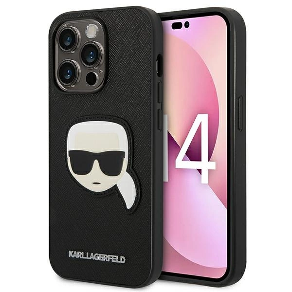 Karl Lagerfeld KLHCP14XSAPKHK iPhone 14 Pro Max 6,7" czarny/black hardcase Saffiano Karl's Head Patcheng
