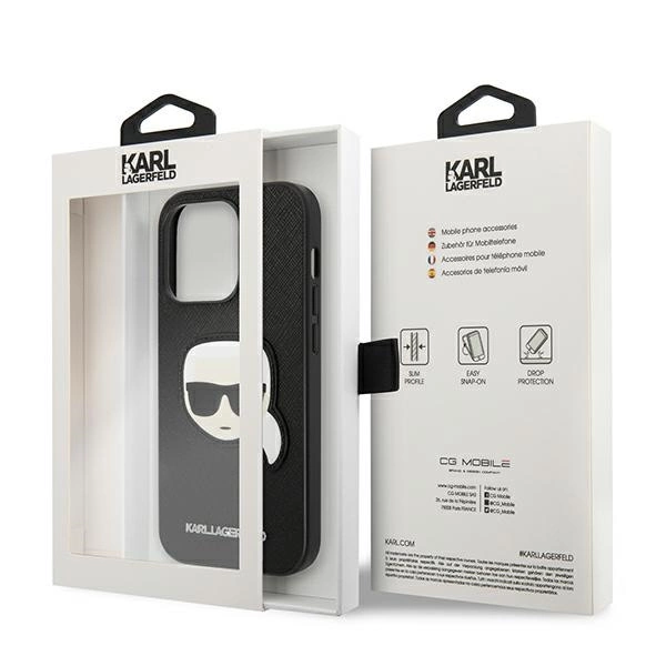 Karl Lagerfeld KLHCP14XSAPKHK iPhone 14 Pro Max 6,7" czarny/black hardcase Saffiano Karl's Head Patcheng