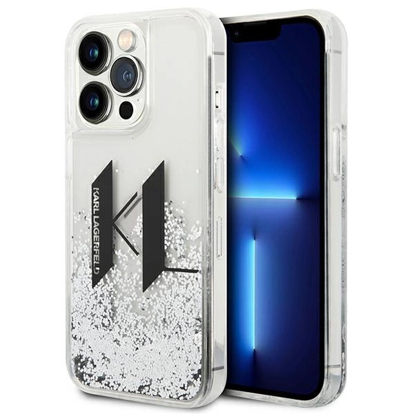 120833_1 Karl Lagerfeld KLHCP14LLBKLCS iPhone 14 Pro 6,1" srebrny/silver hardcase Liquid Glitter Big KLeng