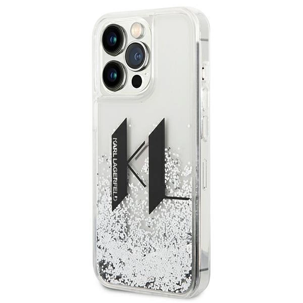 120833_2 Karl Lagerfeld KLHCP14LLBKLCS iPhone 14 Pro 6,1" srebrny/silver hardcase Liquid Glitter Big KLeng
