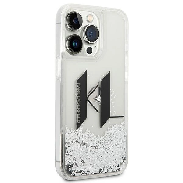 120833_4 Karl Lagerfeld KLHCP14LLBKLCS iPhone 14 Pro 6,1" srebrny/silver hardcase Liquid Glitter Big KLeng