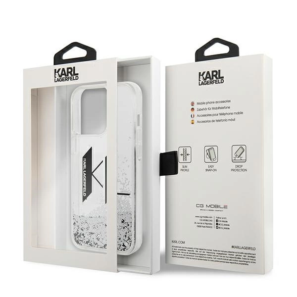 120833_8 Karl Lagerfeld KLHCP14LLBKLCS iPhone 14 Pro 6,1" srebrny/silver hardcase Liquid Glitter Big KLeng