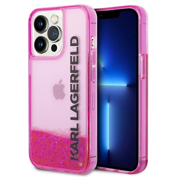 120839_1 Karl Lagerfeld KLHCP14LLCKVF iPhone 14 Pro 6,1" różowy/pink hardcase Liquid Glitter Elongeng