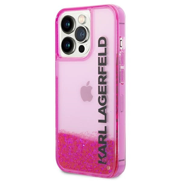 120839_2 Karl Lagerfeld KLHCP14LLCKVF iPhone 14 Pro 6,1" różowy/pink hardcase Liquid Glitter Elongeng
