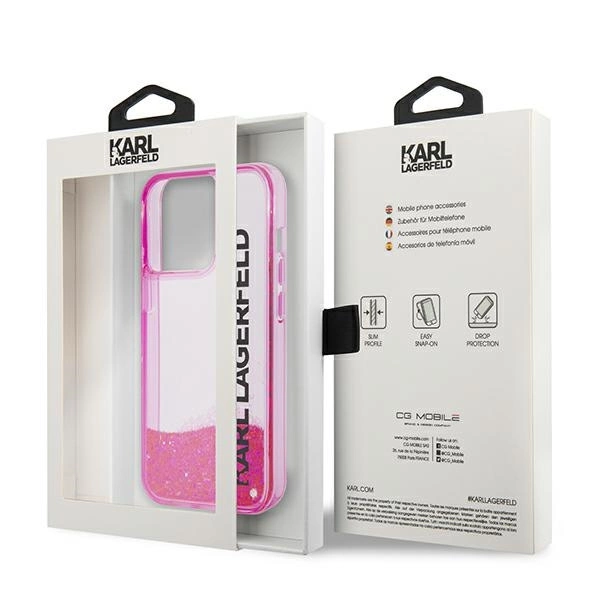 120839_8 Karl Lagerfeld KLHCP14LLCKVF iPhone 14 Pro 6,1" różowy/pink hardcase Liquid Glitter Elongeng
