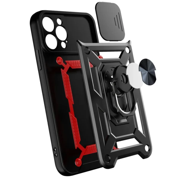 Hybrid Armor Camshield case for iPhone 14 armored case with camera cover blueeng