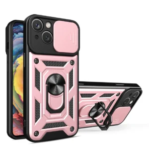 Hybrid Armor Camshield case for iPhone 14 Plus armored case with camera cover pinkeng