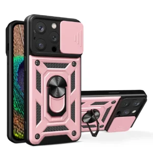 Hybrid Armor Camshield case for iPhone 14 Pro armored case with camera cover pinkeng