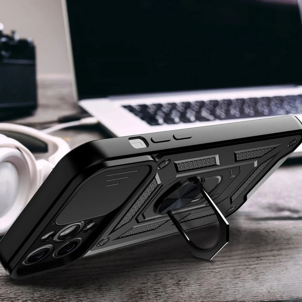 Hybrid Armor Camshield case for iPhone 14 Pro armored case with camera cover pinkeng