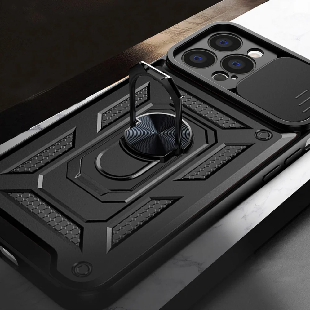 Hybrid Armor Camshield case for iPhone 14 Pro armored case with camera cover pinkeng