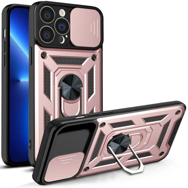 Hybrid Armor Camshield case for iPhone 13 Pro Max armored case with camera cover pinkeng
