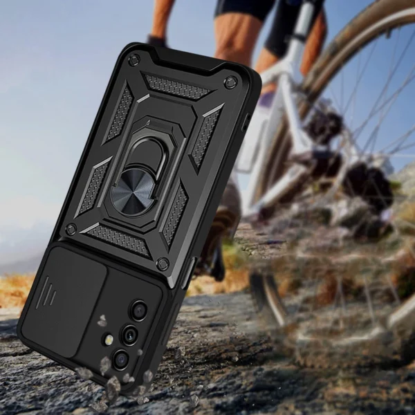 Hybrid Armor Camshield case for Samsung Galaxy A13 5G armored case with camera cover blueeng