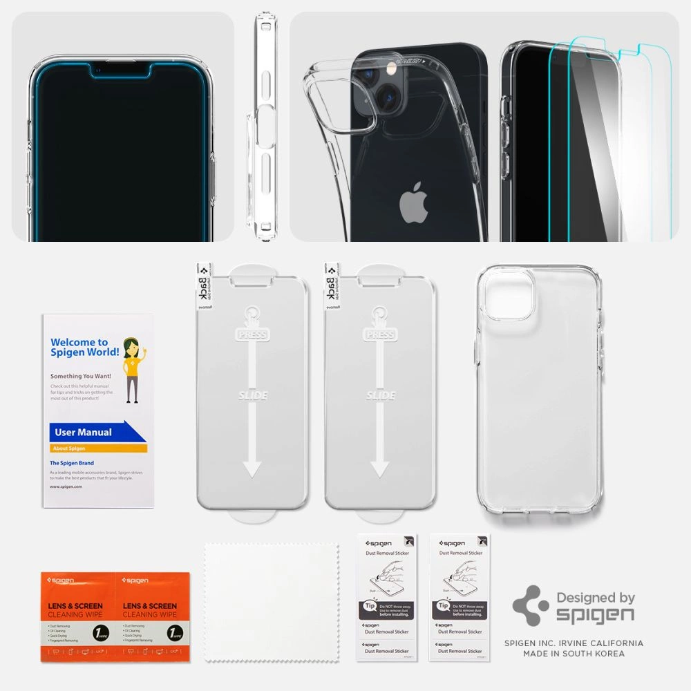 Spigen Crystal Case and Tempered Glass Set for iPhone 14 Plus - Cleareng