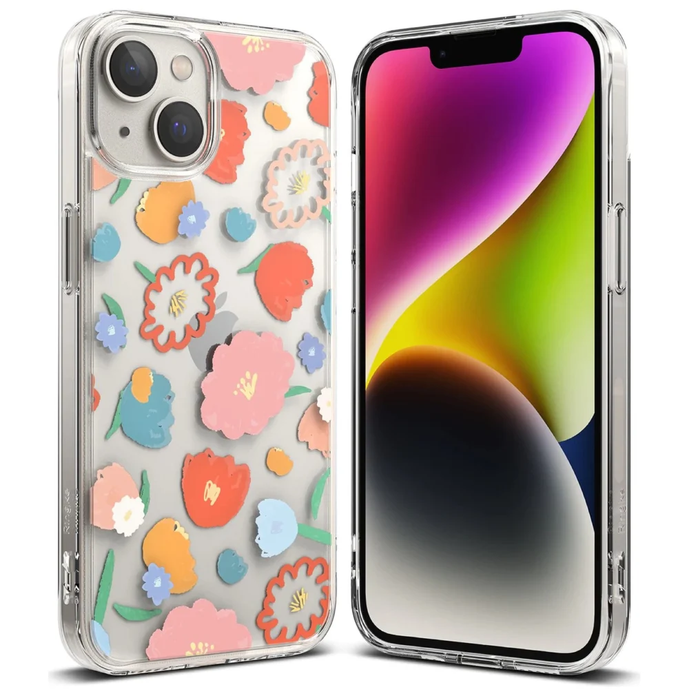 Ringke Fusion Design Armored Sleeve Cover with Gel Frame for iPhone 14 Plus transparent (Floral) (FD637E31)eng