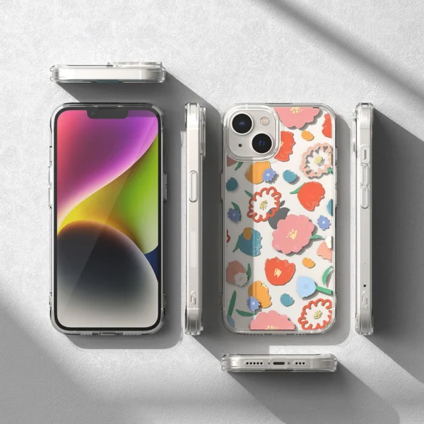 Ringke Fusion Design Armored Sleeve Cover with Gel Frame for iPhone 14 Plus transparent (Floral) (FD637E31)eng