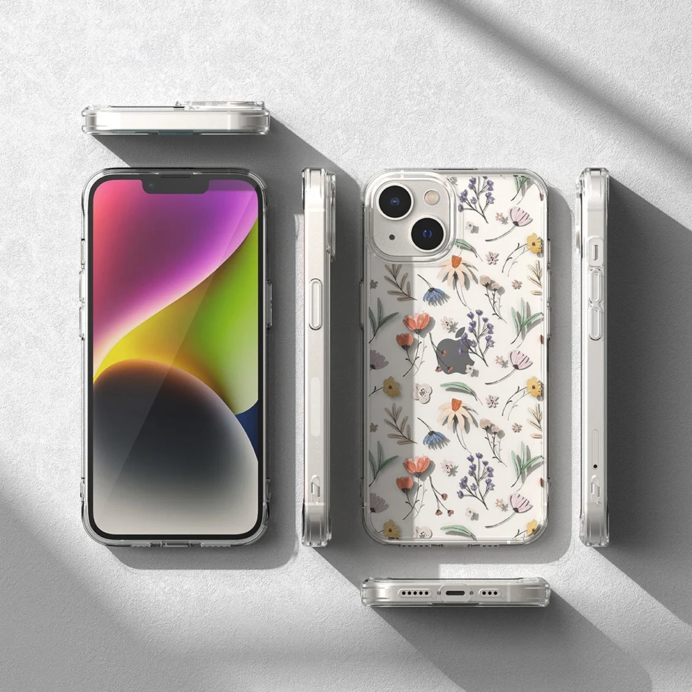 Ringke Fusion Design Armored Case Cover with Gel Frame for iPhone 14 Plus transparent (Dry flowers) (FD637E30)eng
