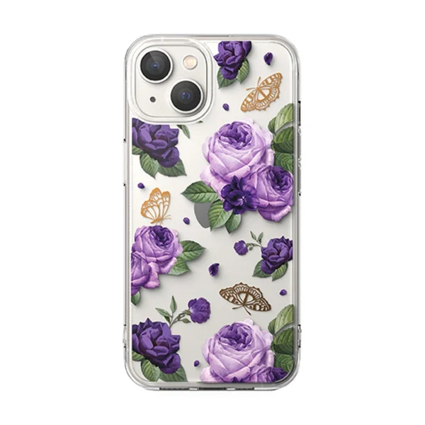 Ringke Fusion Design Armored Case Cover with Gel Frame for iPhone 14 Plus transparent (Purple rose) (FD637E29)eng