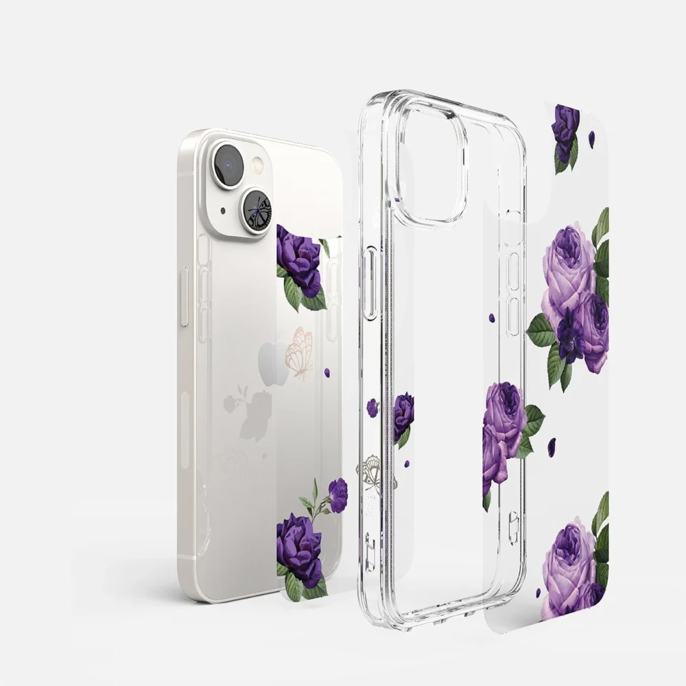 Ringke Fusion Design Armored Case Cover with Gel Frame for iPhone 14 Plus transparent (Purple rose) (FD637E29)eng