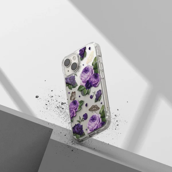 Ringke Fusion Design Armored Case Cover with Gel Frame for iPhone 14 Plus transparent (Purple rose) (FD637E29)eng