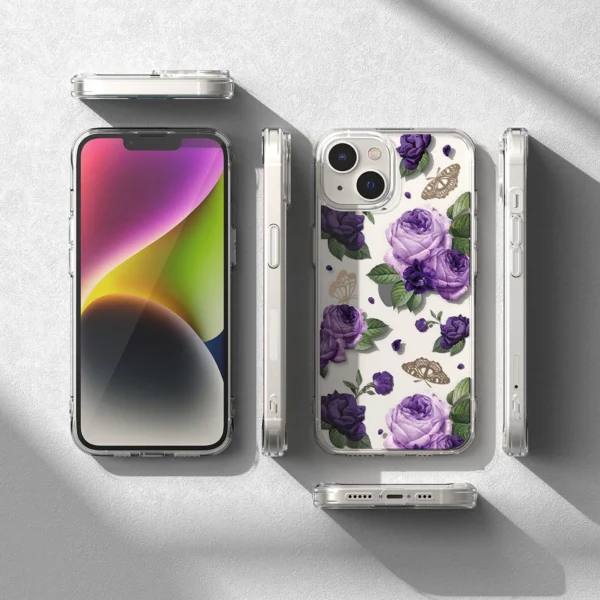 Ringke Fusion Design Armored Case Cover with Gel Frame for iPhone 14 Plus transparent (Purple rose) (FD637E29)eng