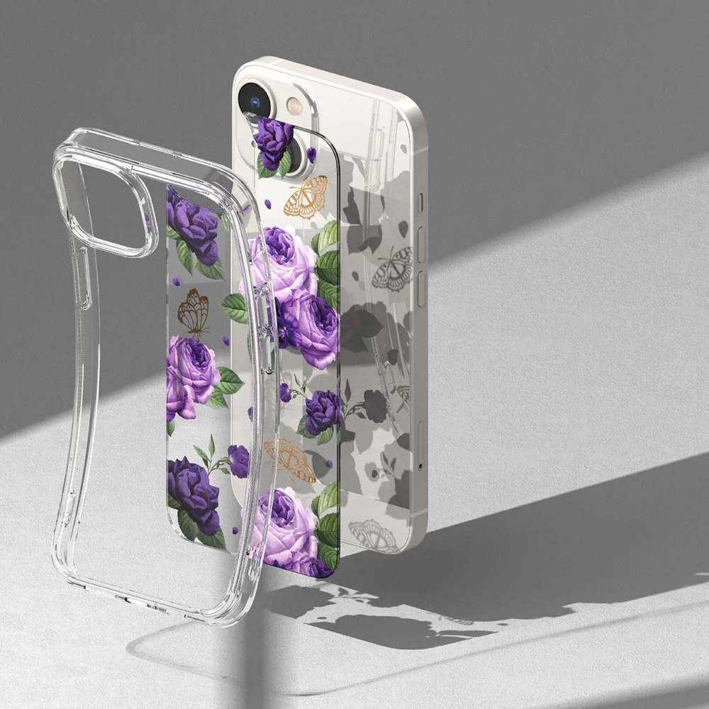 Ringke Fusion Design Armored Case Cover with Gel Frame for iPhone 14 Plus transparent (Purple rose) (FD637E29)eng