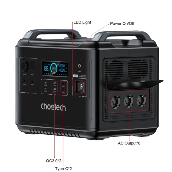 Choetech portable power station LiFePO4 1997Wh 2000W power bank black (BS006 Super Mini)eng