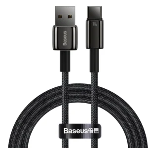 Baseus Tungsten Gold cable USB-A - USB-C 480Mb/s 100W 1m black (CAWJ000001)eng