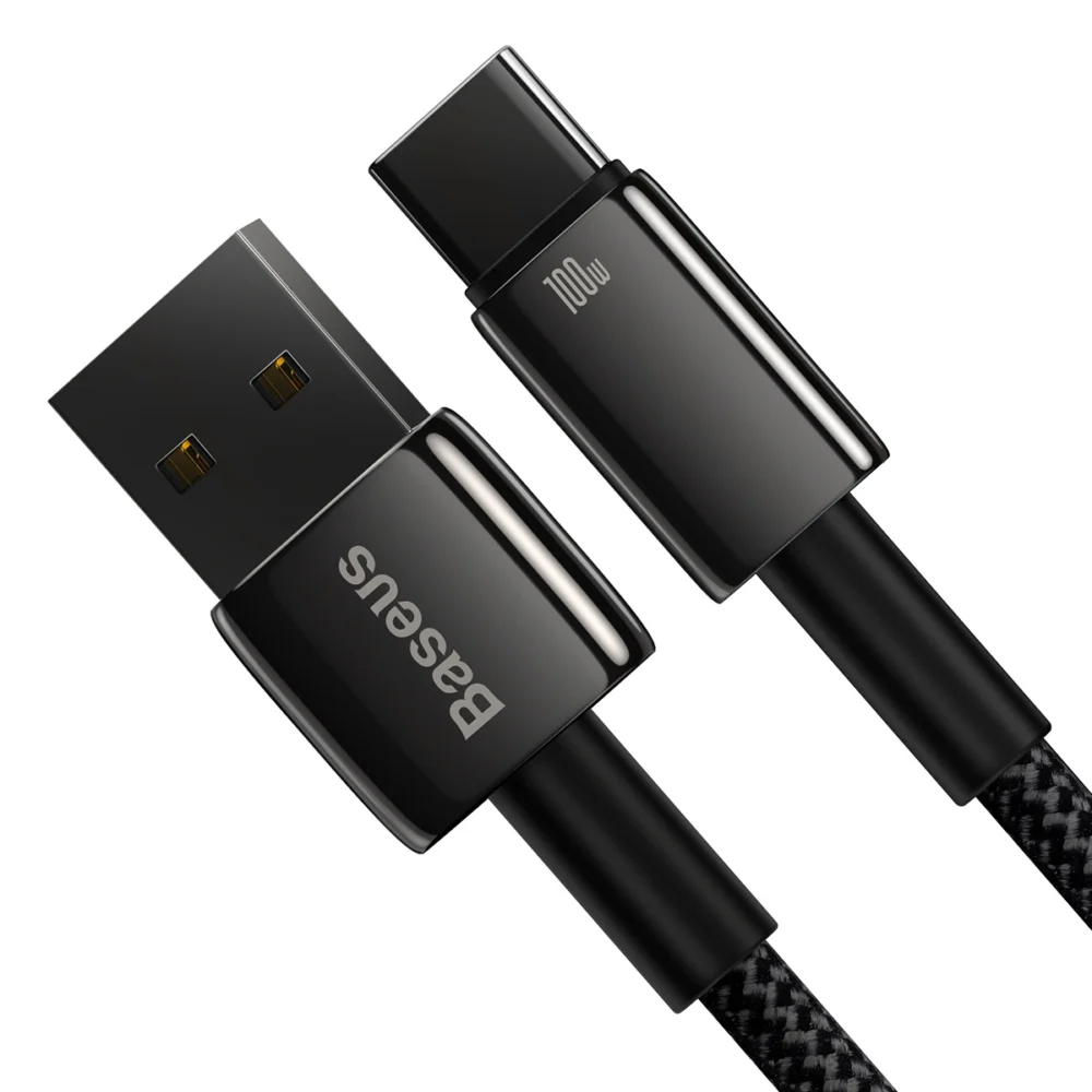 Baseus Tungsten Gold cable USB-A - USB-C 480Mb/s 100W 2m black (CAWJ000101)eng