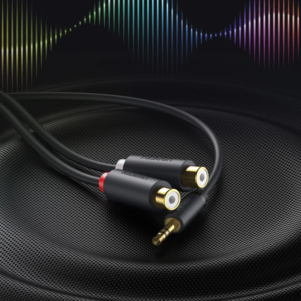 Ugreen audio adapter jack 3.5mm male to 2xRCA female cable 0.25m gray (AV109)eng