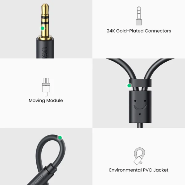Ugreen audio adapter jack 3.5mm male to 2xRCA female cable 0.25m gray (AV109)eng