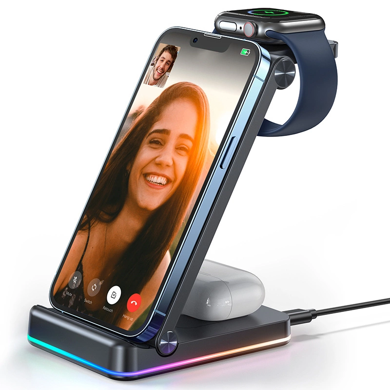 Joyroom 3in1 induction charger for Apple devices - iPhone, Apple Watch, Airpods (up to 15W) stand stand black (JR-WQN01)eng